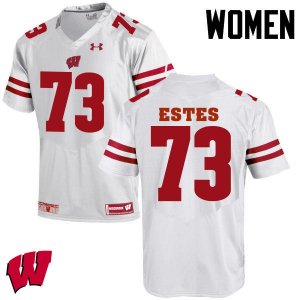 Women's Wisconsin Badgers NCAA #73 Kevin Estes White Authentic Under Armour Stitched College Football Jersey BQ31E21EI